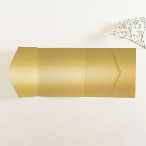 Pocketfold-Karte Quer-Format quadratisch (15x15) Premium-Karton "Metallic Gold" Basic Line