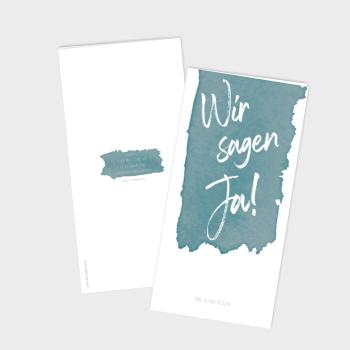 Preview: Einladung "Watercolor-Brush | Petrol" DIN Lang Klappkarte