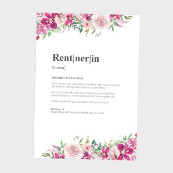 Preview: Definitionsposter "Rentnerin 2" | Geschenkidee | Personalisiert  | individuelles Bild | Wörterbuch