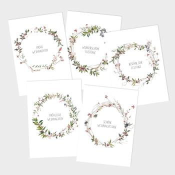 Weihnachtskarten-Bundle DIN A6 "WinterBerries Kränze" | Grußkarten-Set | Postkarten