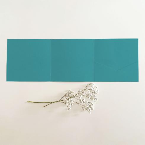 Trippel-Pocketfold-Karte quadratisch (15x15) Struktur-Karton "Lagunenblau" Basic Line