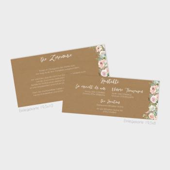 Preview: Einlegekarte "Kraft White Roses" 19,5x8