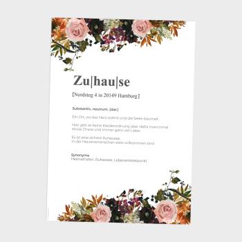 Preview: Definitionsposter "Zuhause 2" | Geschenkidee | Personalisiert  | individuelles Bild | Wörterbuch