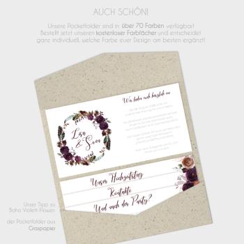 Preview: Einlegekarte "Boho Violett-Flower" 19,5x6