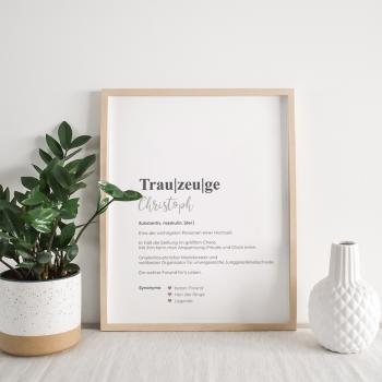 Definitionsposter "Trauzeuge 1" | Geschenkidee | Personalisiert  | individuelles Bild | Wörterbuch