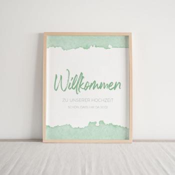 Willkommensschild "Watercolor-Brush | Pistazie"