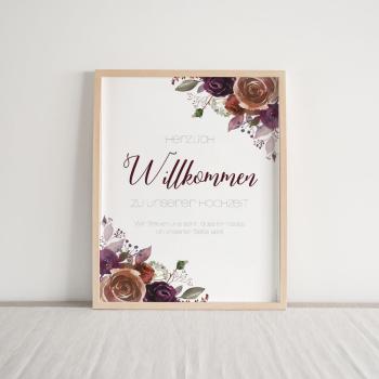 Willkommensschild "Boho Violett-Flower" 
