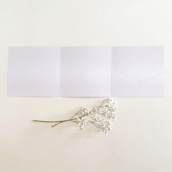 Trippel-Pocketfold-Karte quadratisch (15x15) Premium-Karton "Metallic Polarweiss" Basic Line