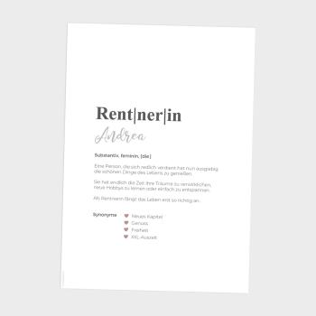 Preview: Definitionsposter "Rentnerin 1" | Geschenkidee | Personalisiert  | individuelles Bild | Wörterbuch