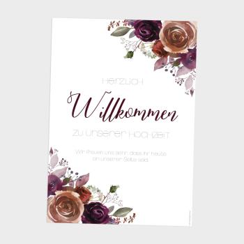 Preview: Willkommensschild "Boho Violett-Flower" 