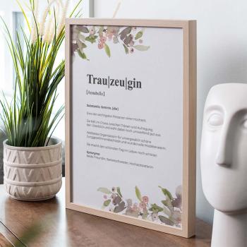 Preview: Definitionsposter "Trauzeugin 2" | Geschenkidee | Personalisiert  | individuelles Bild | Wörterbuch
