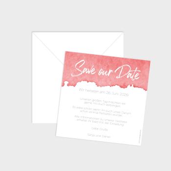 Save the Date "Watercolor-Brush | Rot" Quadrat 15x15 einseitig