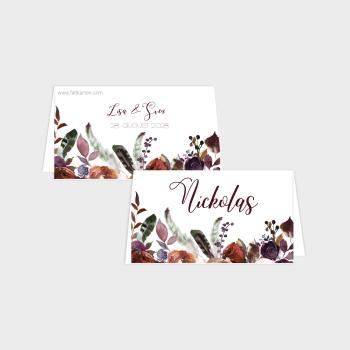 Tischkarte "Boho Violett-Flower" 9x5cm