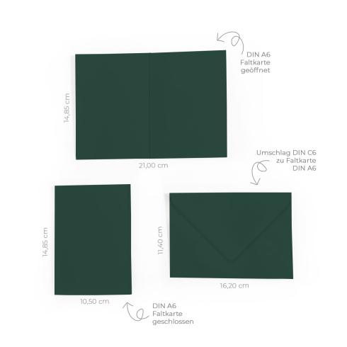 Preview: Faltkarte DIN A6 mit Briefumschlag DIN C6 in samtgrün