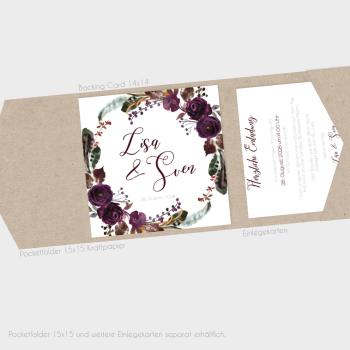 Einlegekarten-Bundle "Boho Violett-Flower" Quadrat