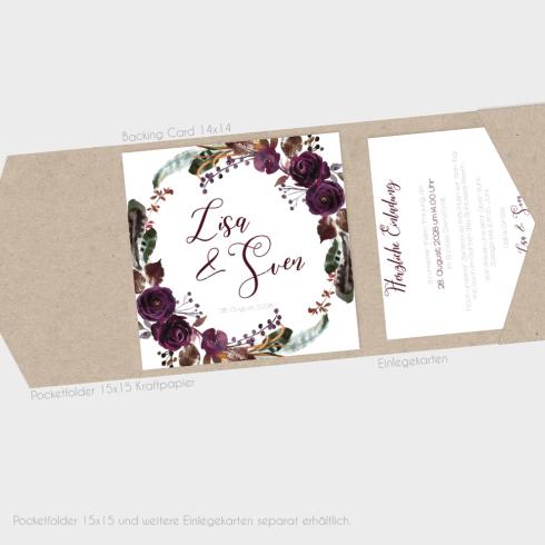 Einlegekarten-Bundle "Boho Violett-Flower" Quadrat