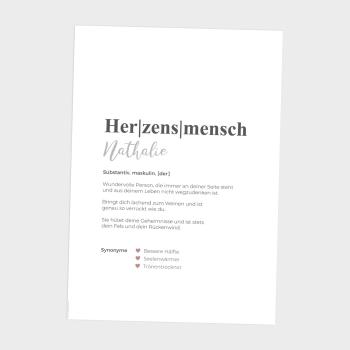 Preview: Definitionsposter "Herzensmensch 1" | Geschenkidee | Personalisiert  | individuelles Bild | Wörterbuch