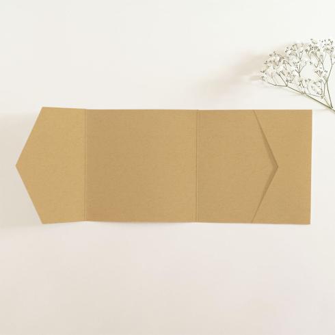 Pocketfold-Karte Quer-Format quadratisch (15x15) Recycling-Karton "Kraft Sand" Basic Line
