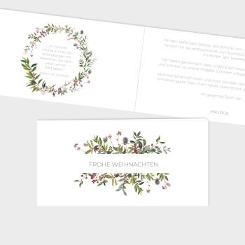 Geschäftliche Weihnachtskarte "Winterberries"  DIN Lang Klappkarte 