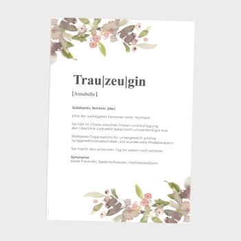 Preview: Definitionsposter "Trauzeugin 2" | Geschenkidee | Personalisiert  | individuelles Bild | Wörterbuch
