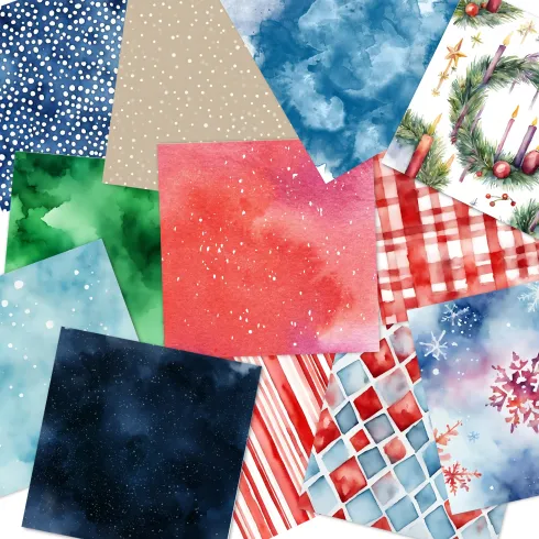 Preview: LaCreativ - Designpapier "Weihnachtliche Aquarellträume" Paper Pack 6x6" - 24 Bogen