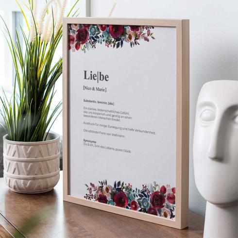 Definitionsposter "Liebe 2" | Geschenkidee | Personalisiert  | individuelles Bild | Wörterbuch