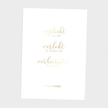 Preview: Metallicposter "Verliebt Verlobt Verheiratet" | Goldposter | Familienposter | Personalisiertes Poster | Wanddeko