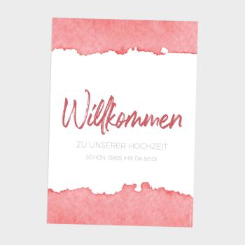 Preview: Willkommensschild "Watercolor-Brush | Rot"