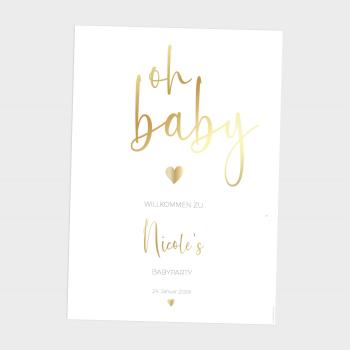 Preview: Metallicposter "Babyparty Oh Baby" | Goldposter | Willkommensschild | Personalisiertes Poster 