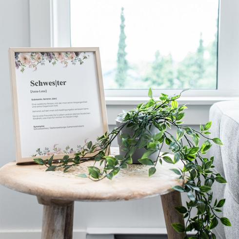 Definitionsposter "Schwester 2" | Geschenkidee | Personalisiert  | individuelles Bild | Wörterbuch