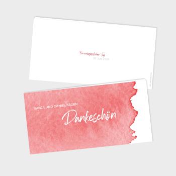 Preview: Danksagungskarte "Watercolor-Brush | Rot" DIN Lang Klappkarte
