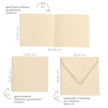 Preview: Faltkarte 15x15cm mit Briefumschlag 16x16cm in creme