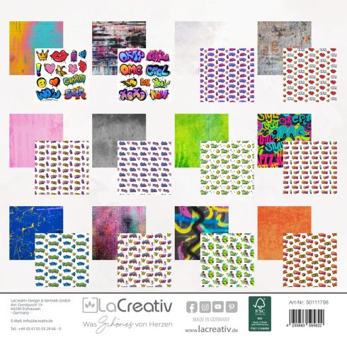 Preview: LaCreativ - Designpapier "Graffitti Style" Paper Pack 6x6" - 24 Bogen