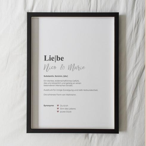 Definitionsposter "Liebe 1" | Geschenkidee | Personalisiert  | individuelles Bild | Wörterbuch
