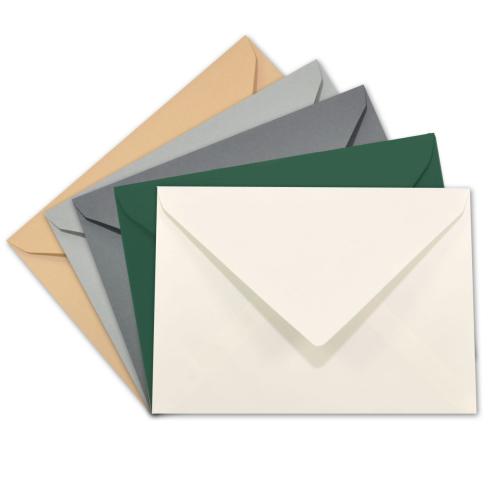 Sortiment "Naturfarben" 25x Briefumschläge in 5 Farben DIN B6 - farbig sortiert