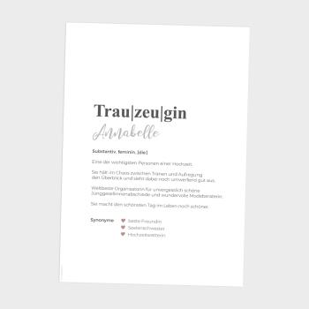 Preview: Definitionsposter "Trauzeugin 1 | Geschenkidee | Personalisiert  | individuelles Bild | Wörterbuch