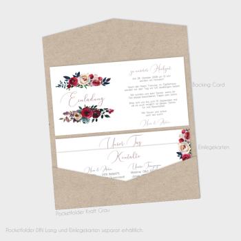Preview: Einlegekarte "Merlot und Navy" 19,5x10