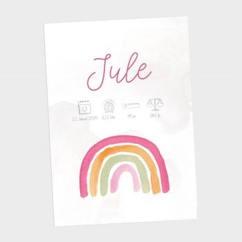 Preview: Geburtsposter "Regenbogen Pink" | Geburtstafel | Geburtsdaten | Geburtsbild | Geburt Geschenk