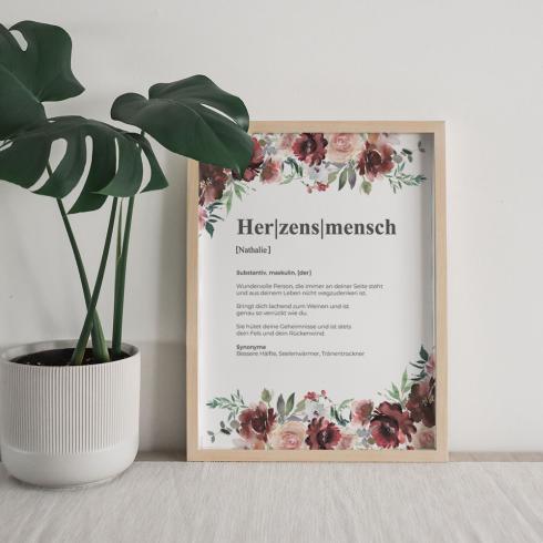 Definitionsposter "Herzensmensch 2" | Geschenkidee | Personalisiert  | individuelles Bild | Wörterbuch