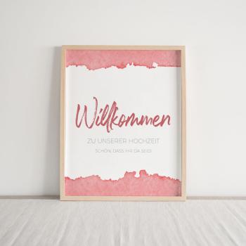Willkommensschild "Watercolor-Brush | Rot"