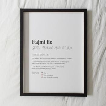 Definitionsposter "Familie 1" | Geschenkidee | Personalisiert | individuelles Bild | Wörterbuch