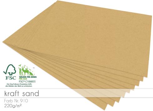 Cardstock "Recycling" - Kraftpapier 220g/m² DIN A4 in kraft sand