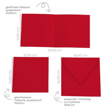 Preview: Faltkarte 15x15cm mit Briefumschlag 16x16cm in weihnachtsrot