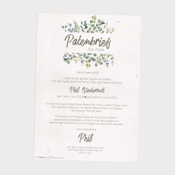 Preview: Patenbrief "Eukalyptus" | Taufgeschenk | Taufe | Patengeschenk | personalisiert