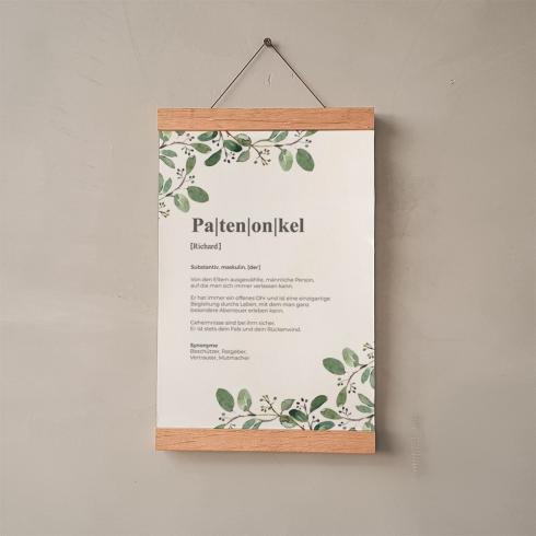 Definitionsposter "Patenonkel 2" | Geschenkidee | Personalisiert  | individuelles Bild | Wörterbuch