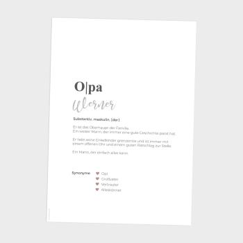 Preview: Definitionsposter "Opa 1" | Geschenkidee | Personalisiert  | individuelles Bild | Wörterbuch