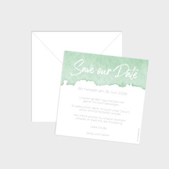 Save the Date "Watercolor-Brush | Pistazie" Quadrat 15x15 einseitig