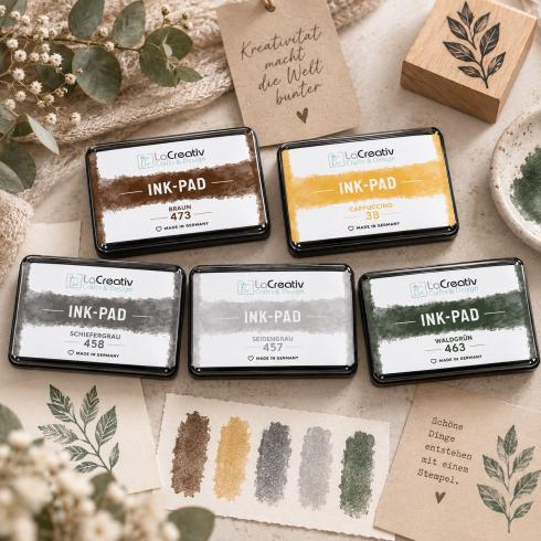 Preview: LaCreativ Ink-Pad – Stempelkissen-Set Naturfarben