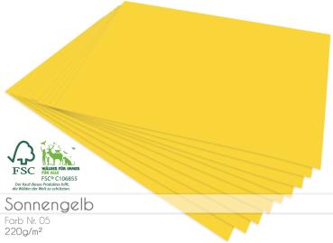 Cardstock "Premium" - Bastelpapier 220g/m² DIN A4 in sonnengelb - 5 Bogen