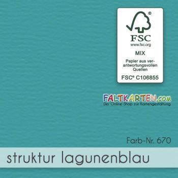 Doppelkarte - Faltkarte 15x15cm, 210g/m² in struktur lagunenblau